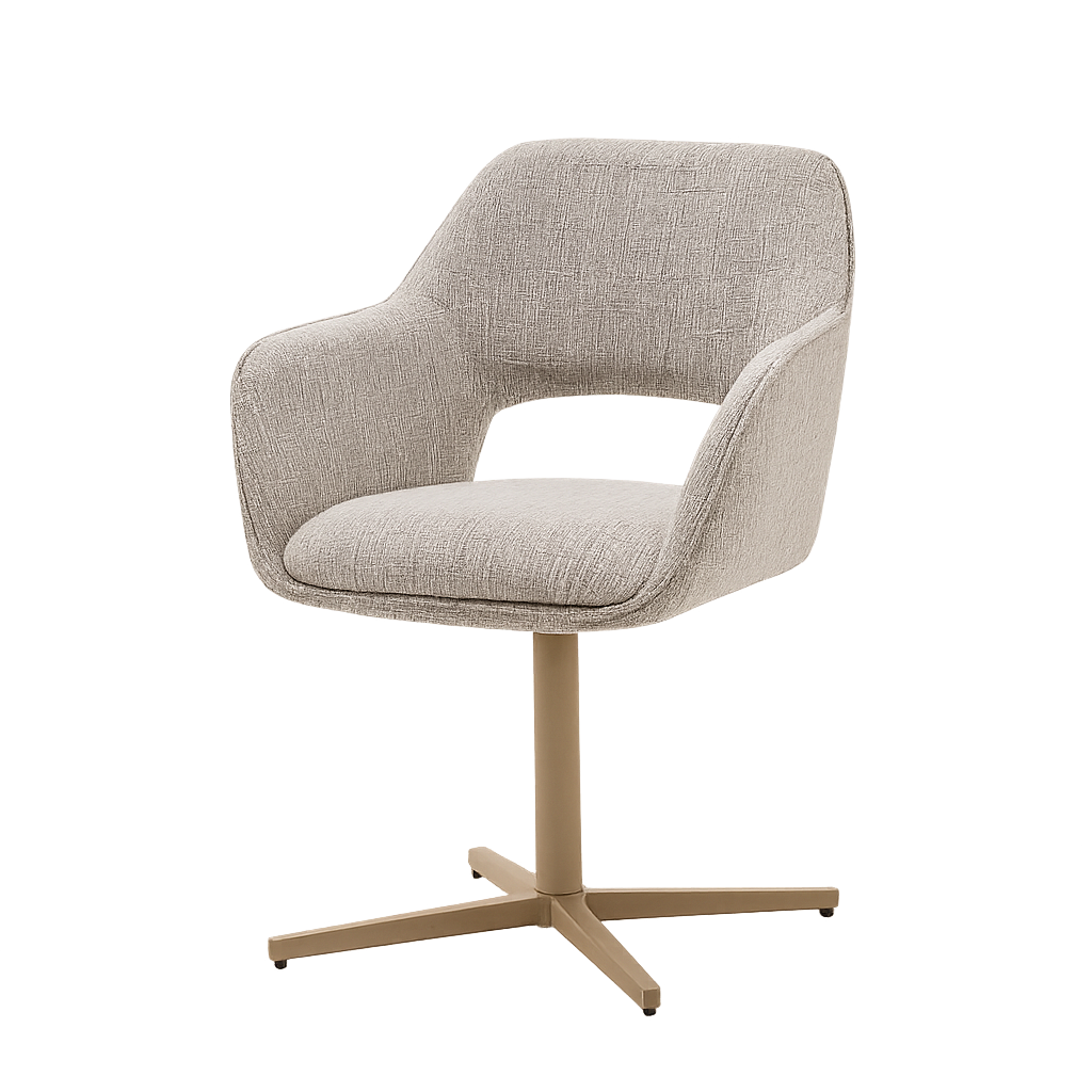 Eetkamerstoel Wiep – Kleur 05 grey met Zandkleurig Metalen Onderstel