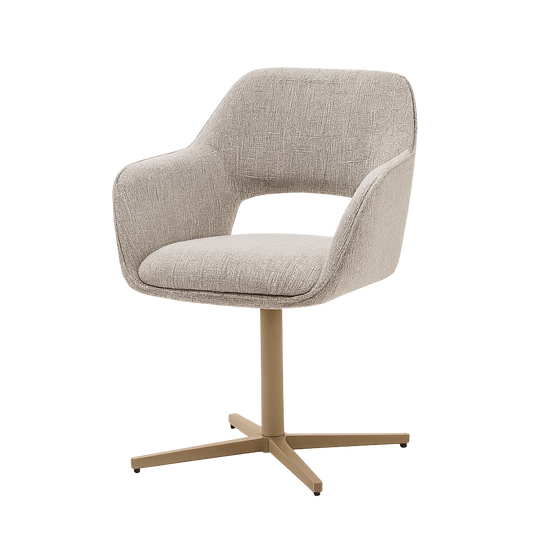 Eetkamerstoel Wiep – Kleur 05 grey met Zandkleurig Metalen Onderstel