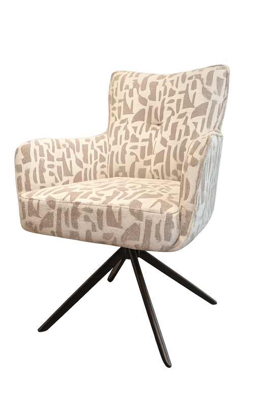 Stoel James in patroon beige 120 pootkleur nordic brown
