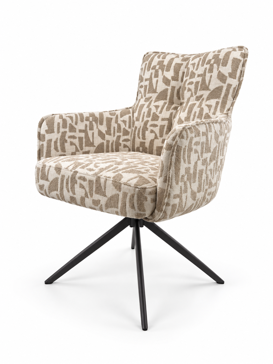Stoel James in patroon beige 120 pootkleur nordic brown