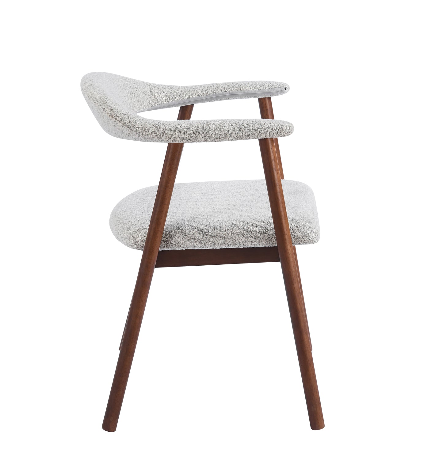 Stoel Fred – Zandkleurige Bekleding met Walnut Houten Frame