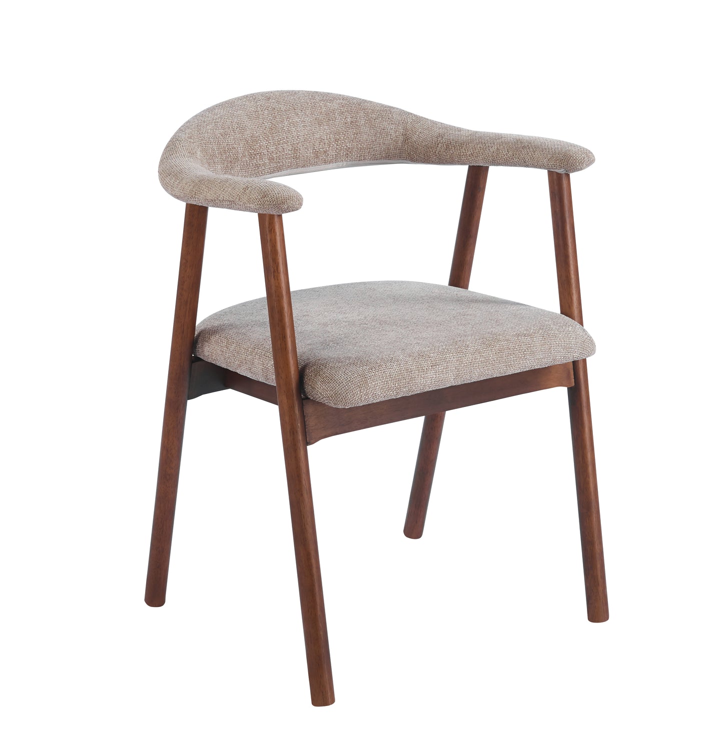 Stoel Fred – taupe kleurige Bekleding met Walnut Houten Frame