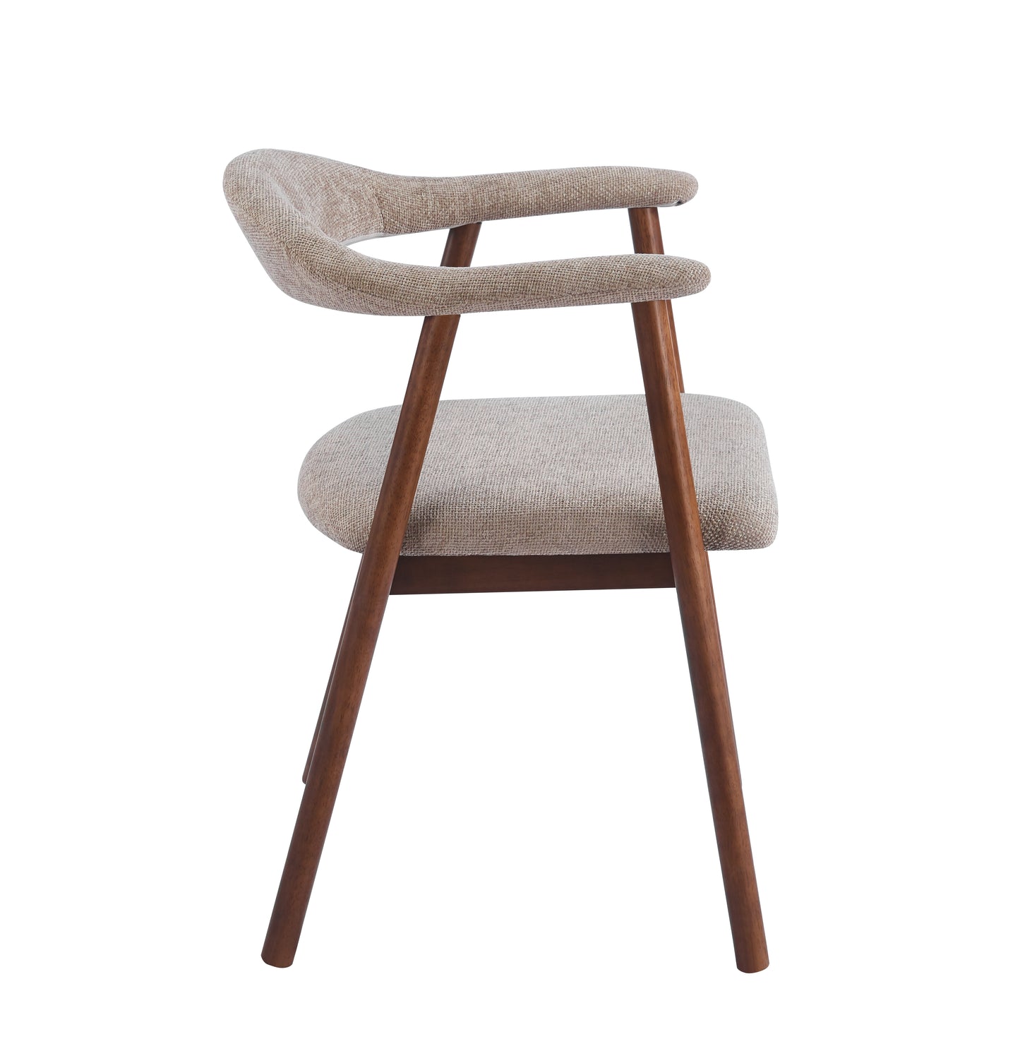 Stoel Fred – taupe kleurige Bekleding met Walnut Houten Frame