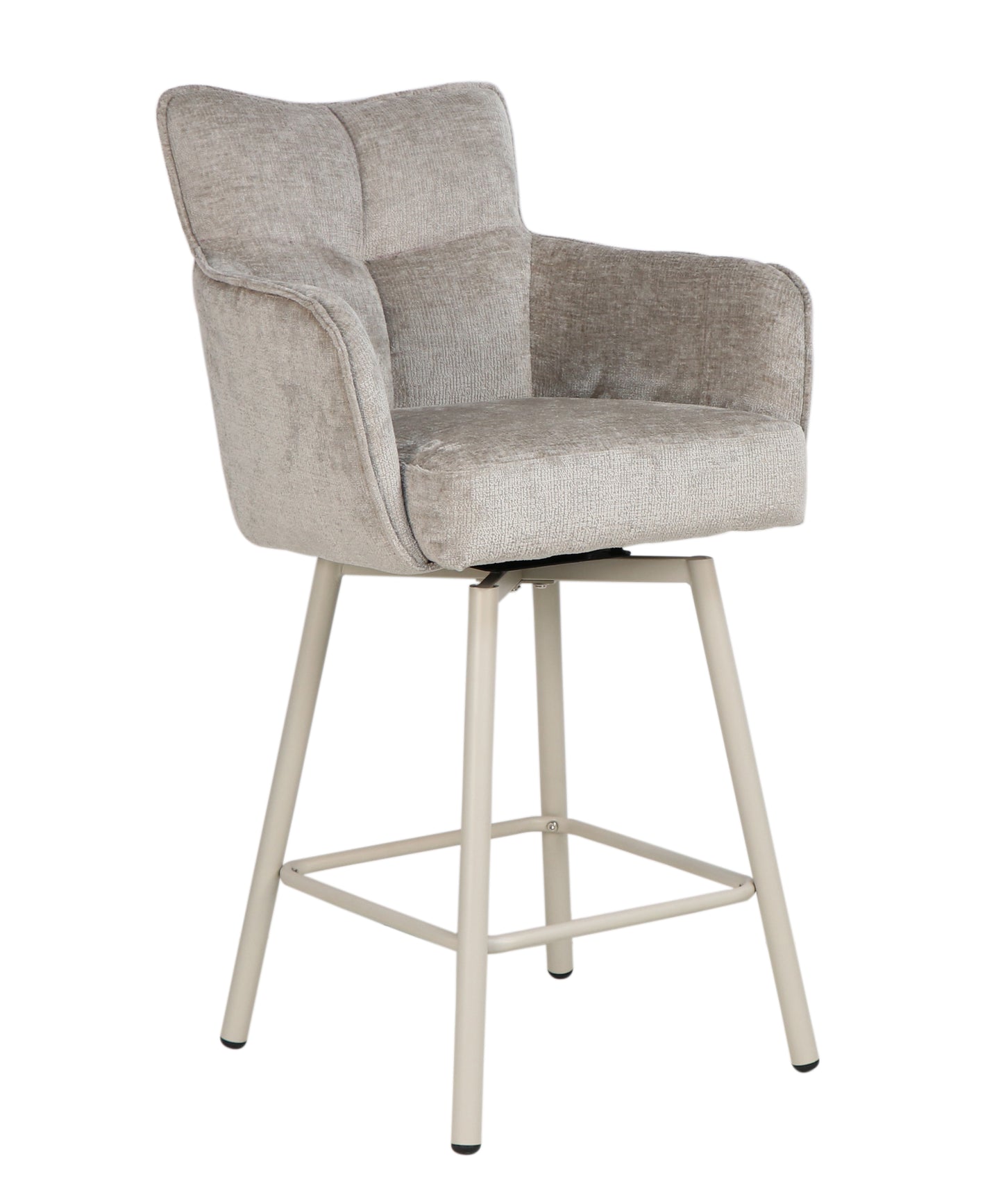 Barstoel James – Harmony 04 Beige | 360° draaibaar met return | Zandkleurige metalen poten
