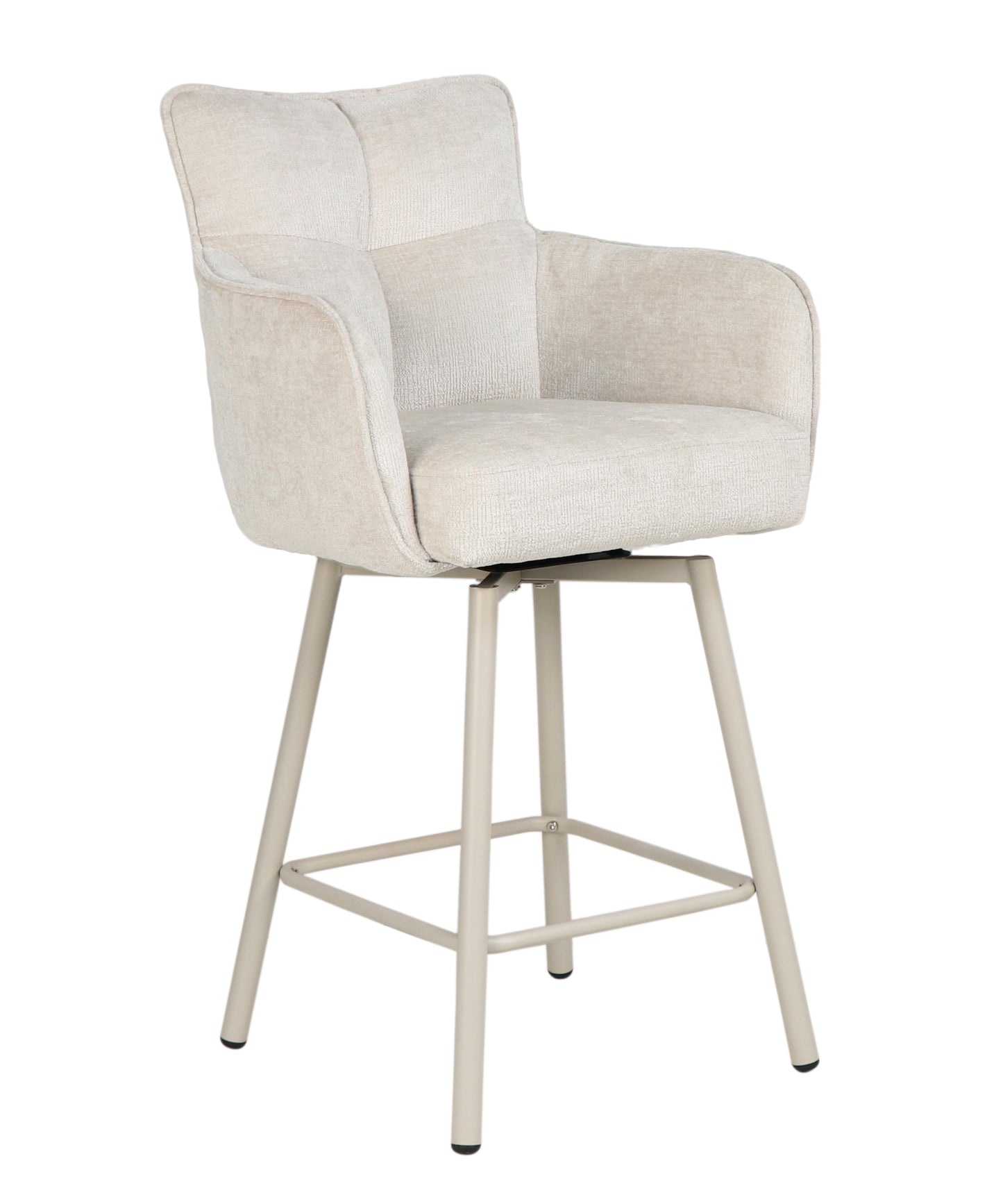 Barstoel James – Harmony 02 Off White | 360° draaibaar met return | Zandkleurige metalen poten