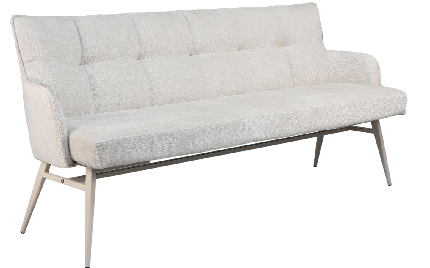 Eetkamerbank James – 180 cm | Off White stof Harmony 02 met zandkleurige poten