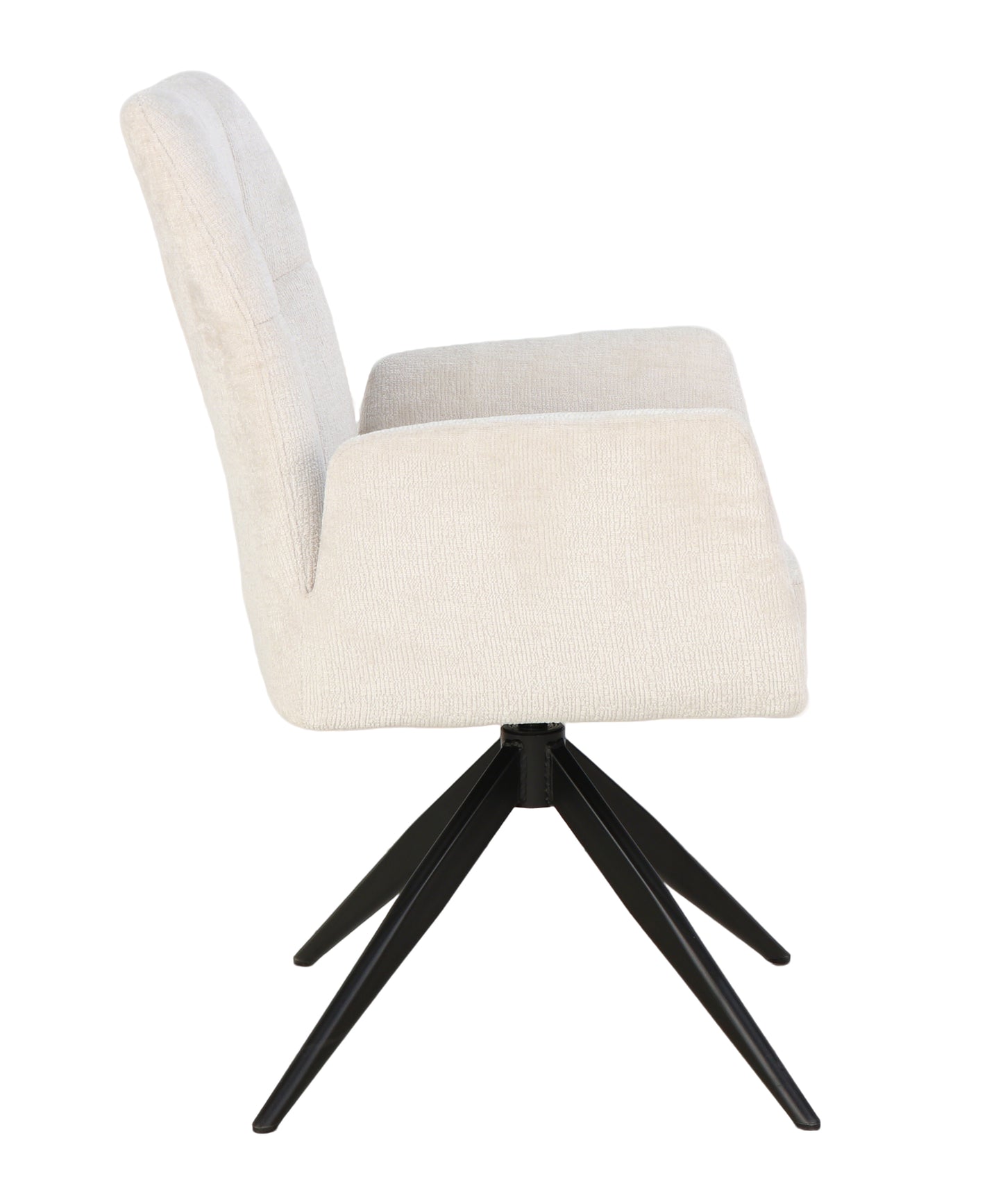 Stoel Atal Off White 02 – Draaibaar – Pocketvering – Zwart Frame