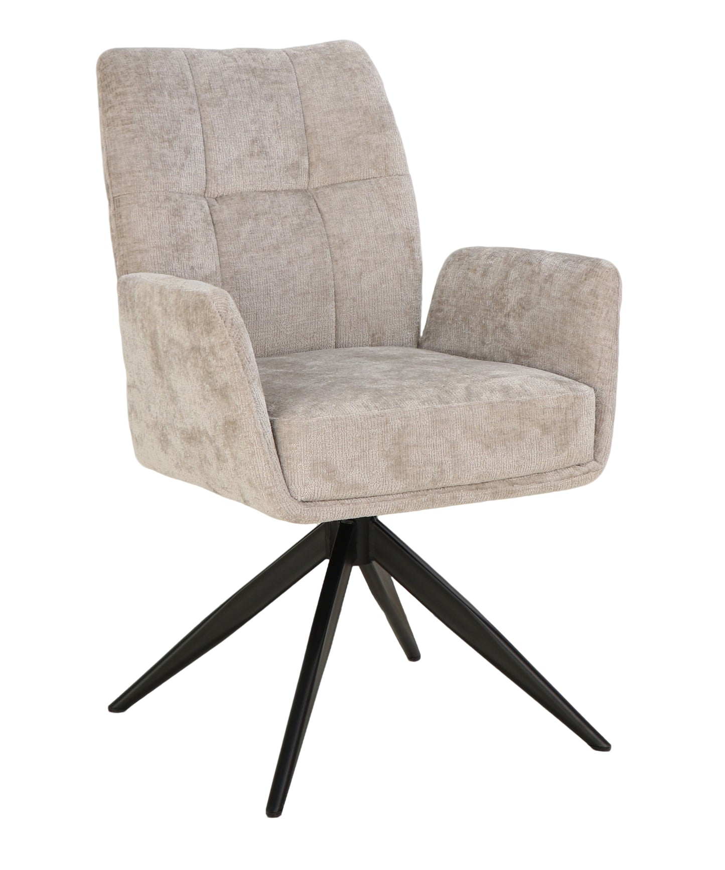 Stoel Atal beige 04 – Draaibaar – Pocketvering – Zwart Frame