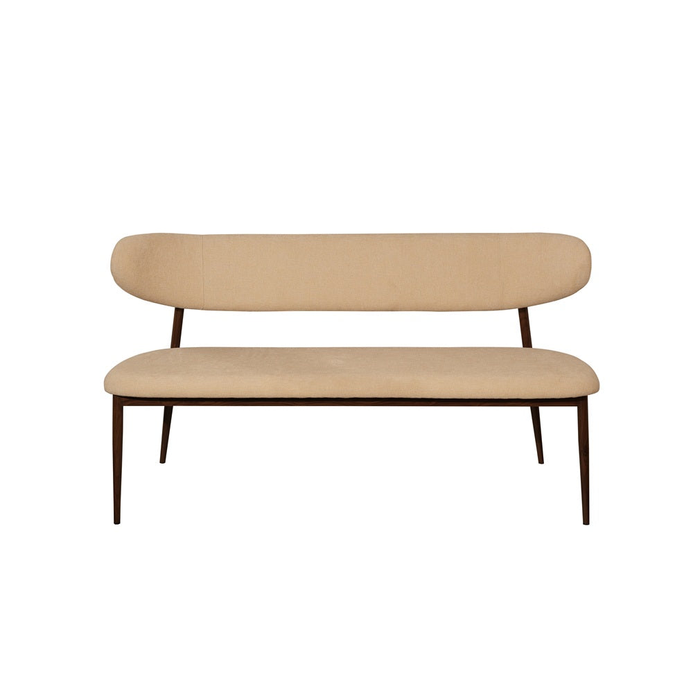 Bankje Kami – 150 cm | Japandi stijl | Metaal frame (brown) | Kleur cream