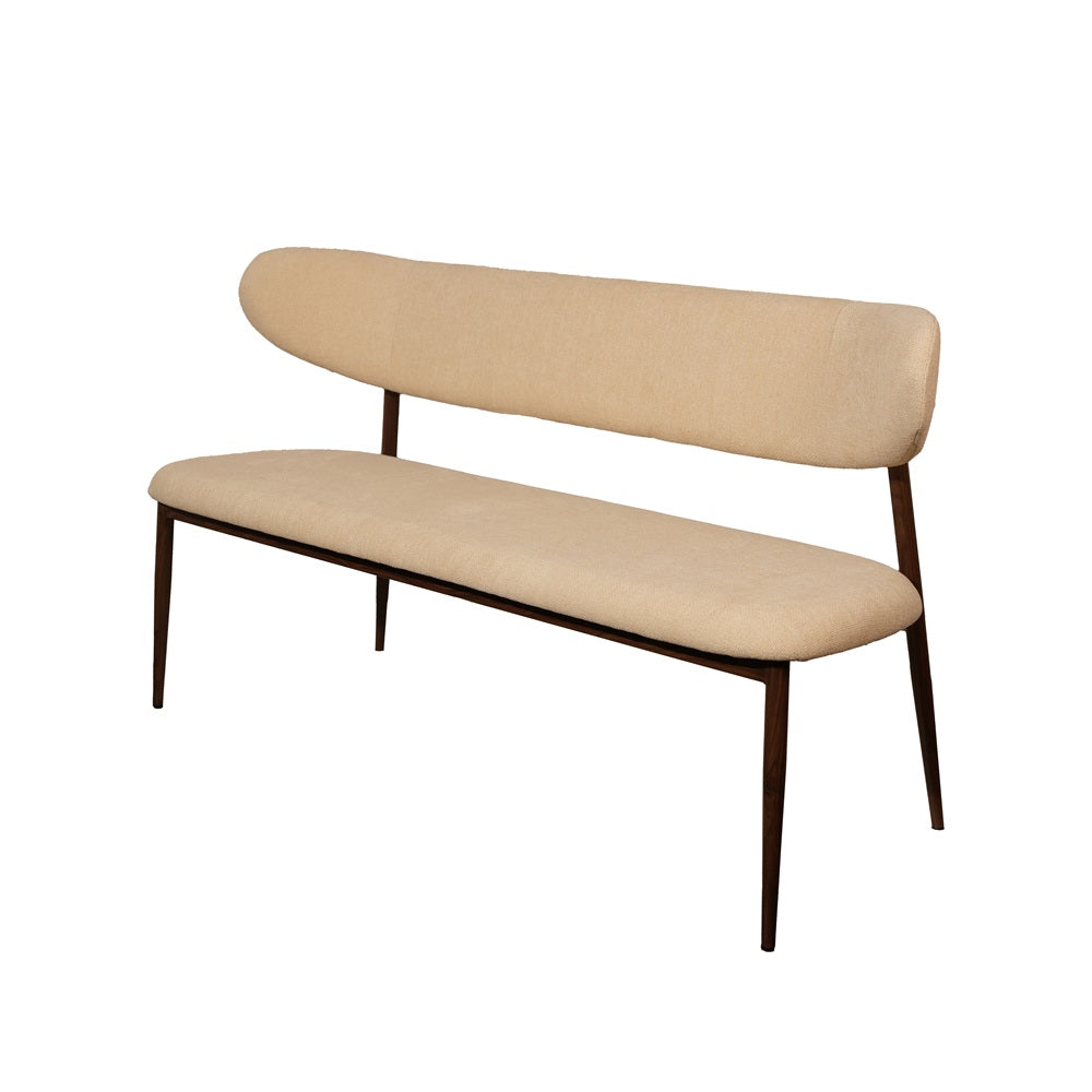 Bankje Kami – 150 cm | Japandi stijl | Metaal frame (brown) | Kleur cream