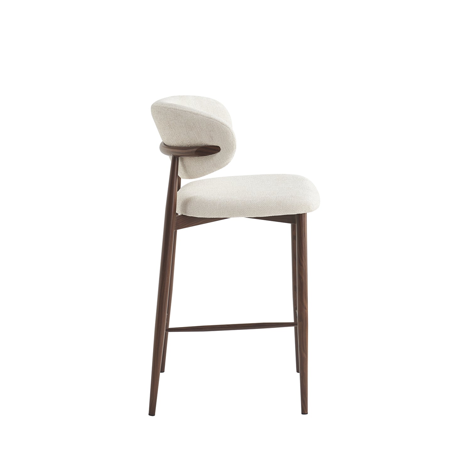 Barstoel Raven – 02 Beige Bekleding & Walnoot Frame