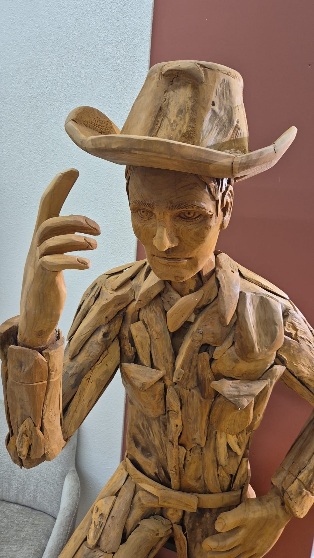 Teakhouten Cowboy Beeld – Levensgroot Decorbeeld 220 cm