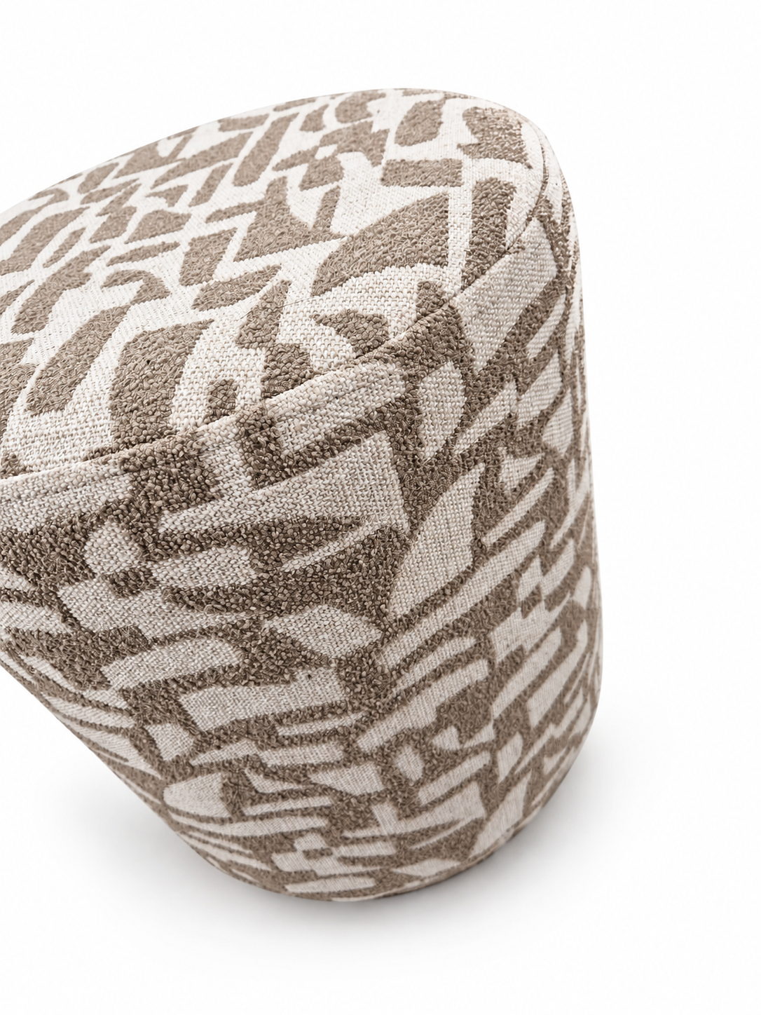 Poef Print Stof 120 Beige – Ø40 x H48 cm