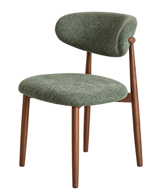 Eetkamerstoel Ronnie – 09 olive Bekleding & Walnoothout frame