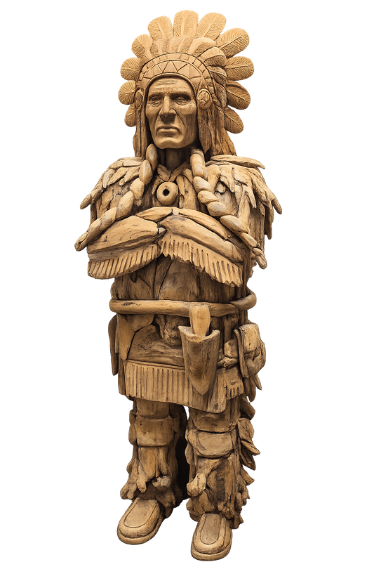 Teakhouten Indiaan Beeld – Levensgroot Decorbeeld 205 cm