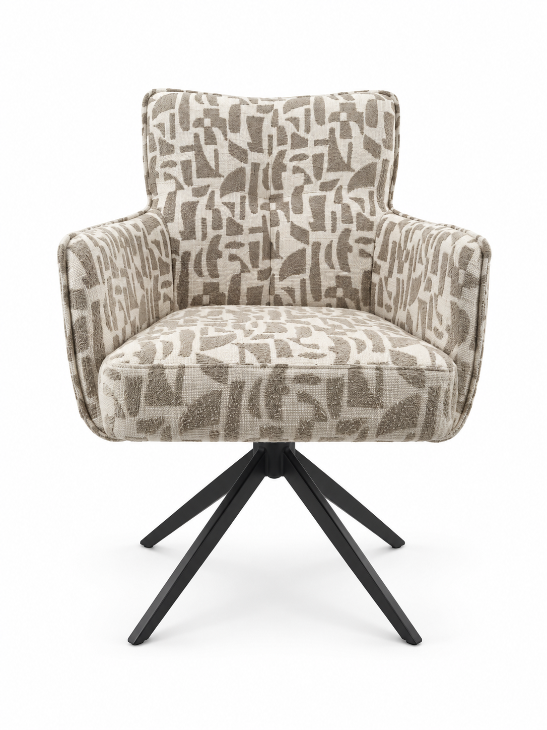 Stoel James in patroon beige 120 pootkleur nordic brown