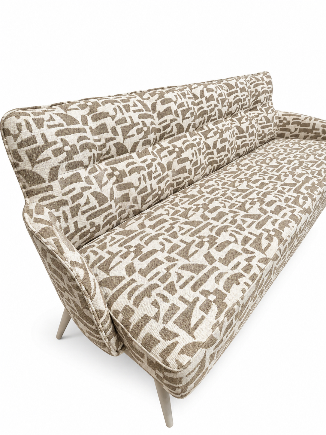 Eetkamerbank James – 180 cm | Patroon beige 120 met zandkleurige poten