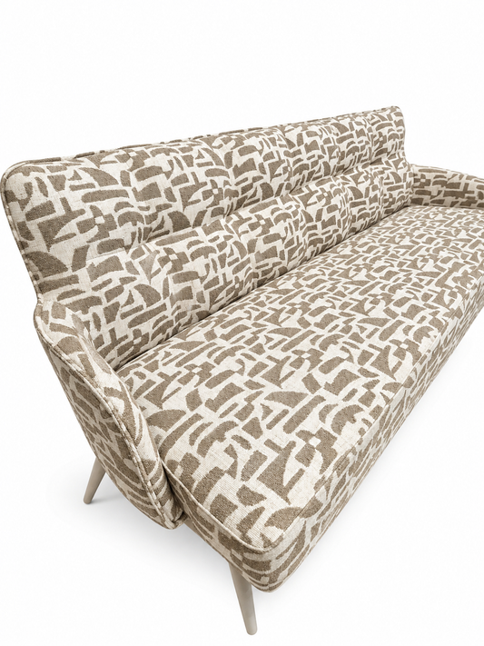 Eetkamerbank James – 180 cm | Patroon beige 120 met zandkleurige poten