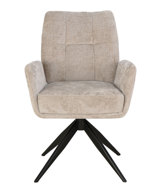Stoel Atal beige 04 – Draaibaar – Pocketvering – Zwart Frame