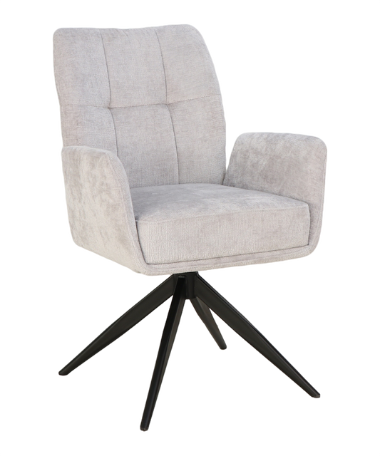 Stoel Atal grey 80 – Draaibaar – Pocketvering – Zwart Frame