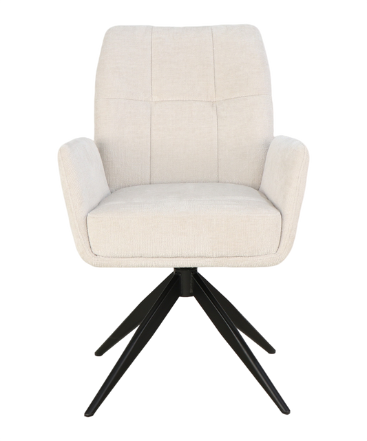 Stoel Atal Off White 02 – Draaibaar – Pocketvering – Zwart Frame