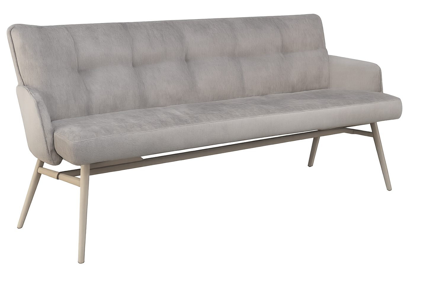 Eetkamerbank James – 180 cm | Grijze stof Harmony 82 met zandkleurige poten