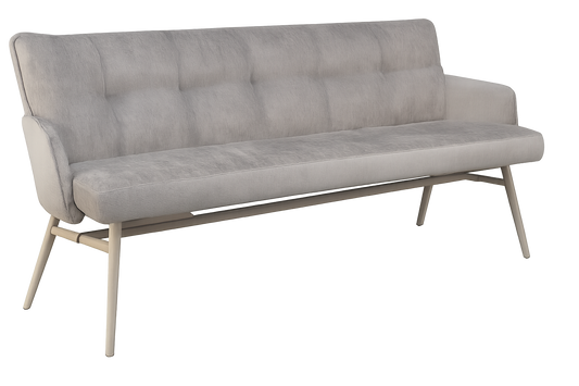 Eetkamerbank James – 180 cm | Grijze stof Harmony 82 met zandkleurige poten