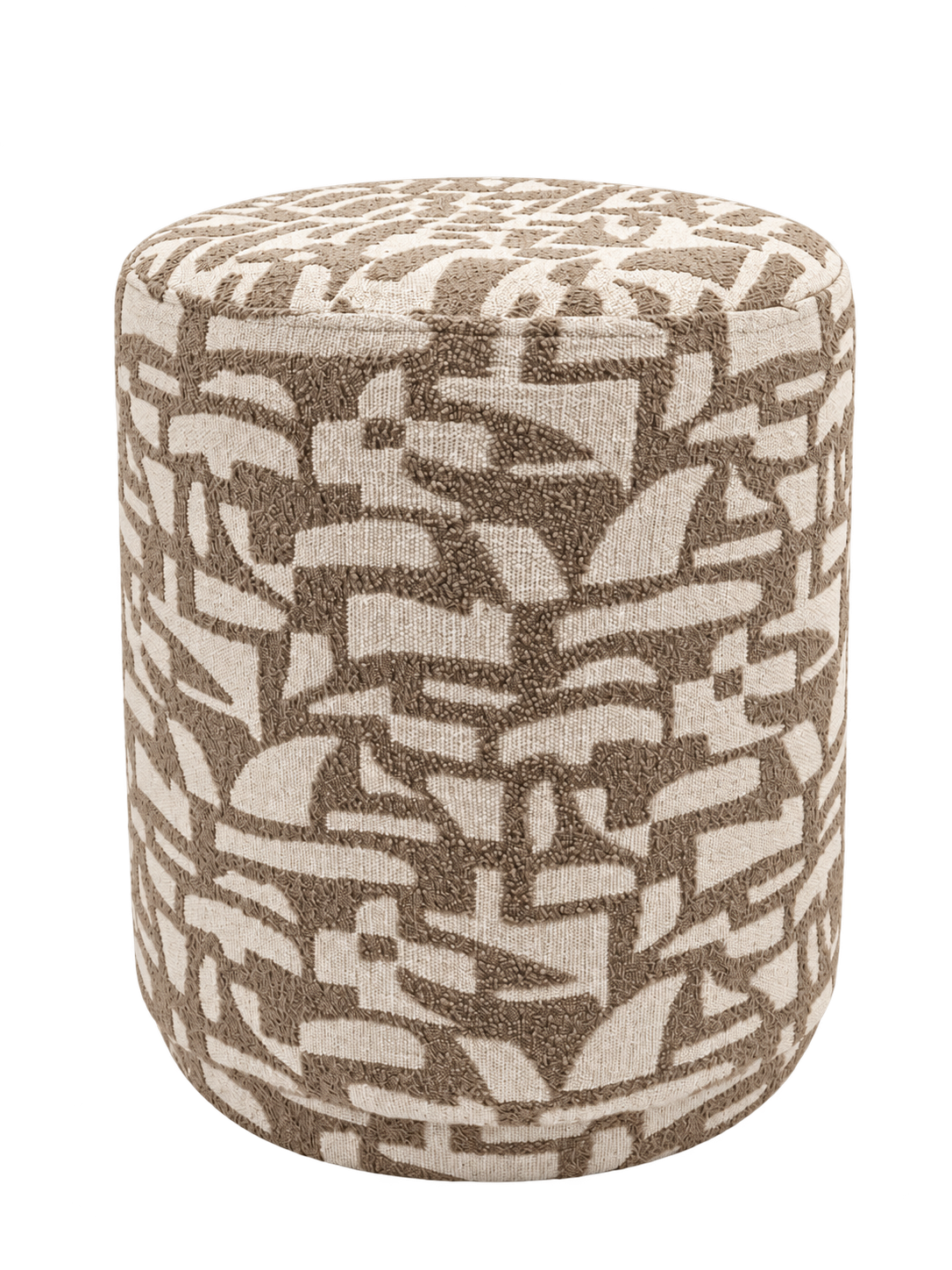 Poef Print Stof 120 Beige – Ø40 x H48 cm