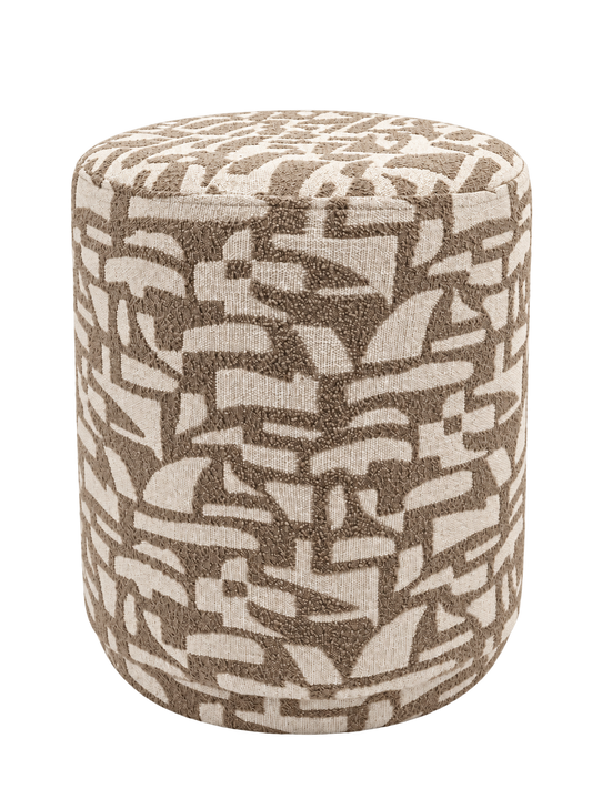 Poef Print Stof 120 Beige – Ø40 x H48 cm