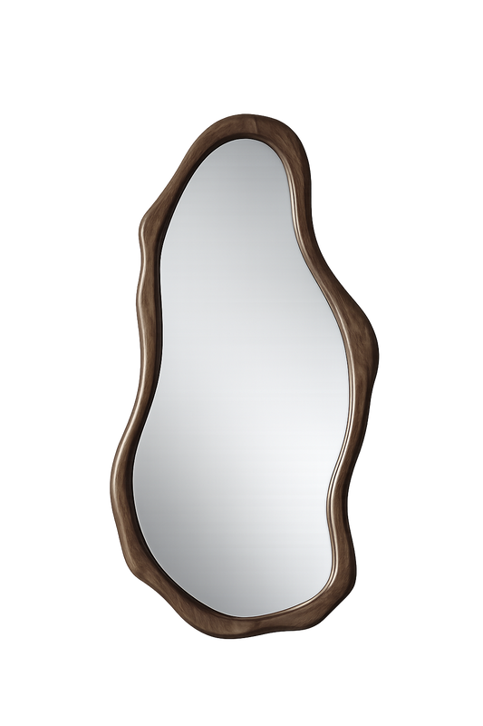 AJ3185 Japandi Spiegel – Organische Vorm – Brown – 99 x 53 x 4 cm