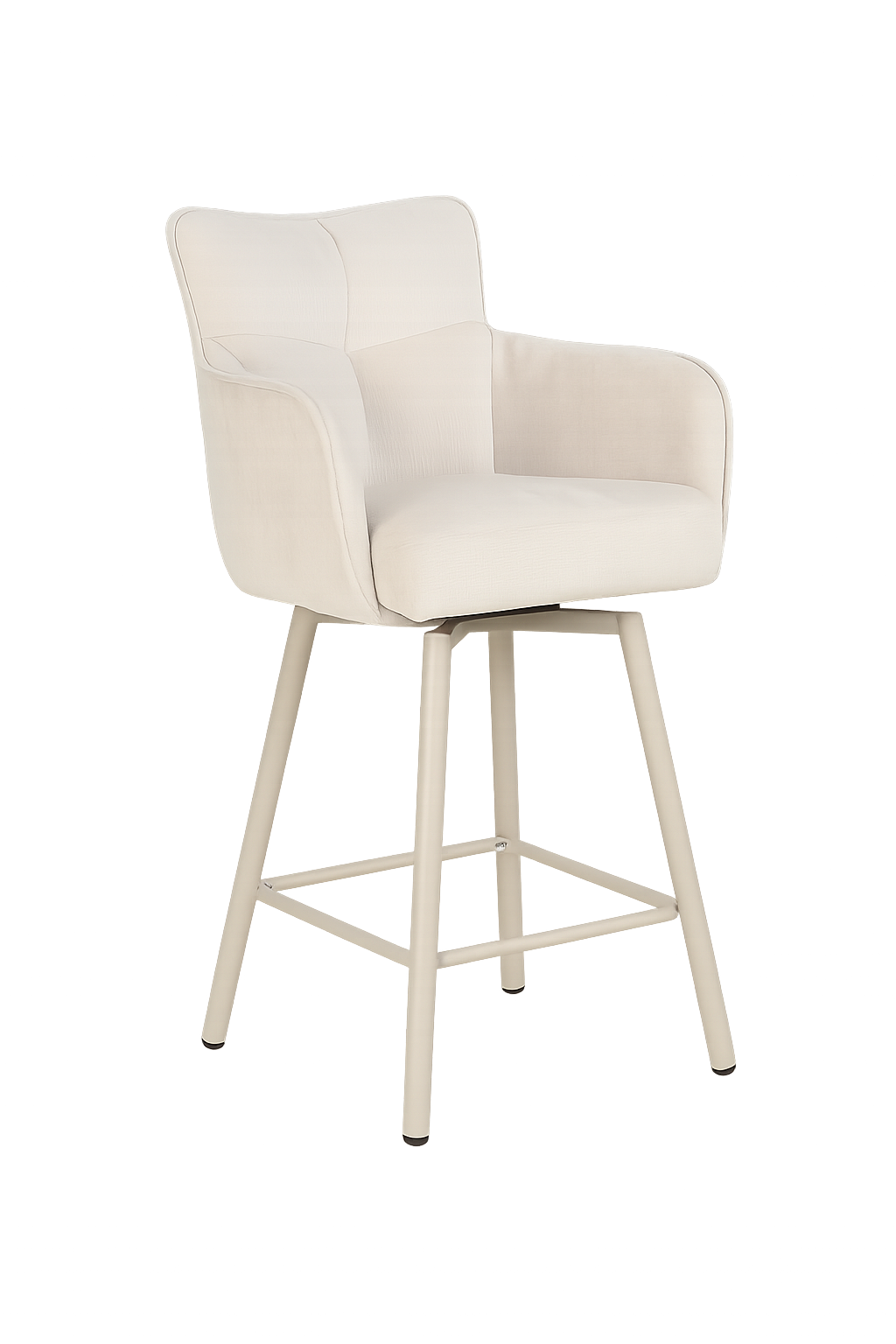 Barstoel James – Harmony 02 Off White | 360° draaibaar met return | Zandkleurige metalen poten
