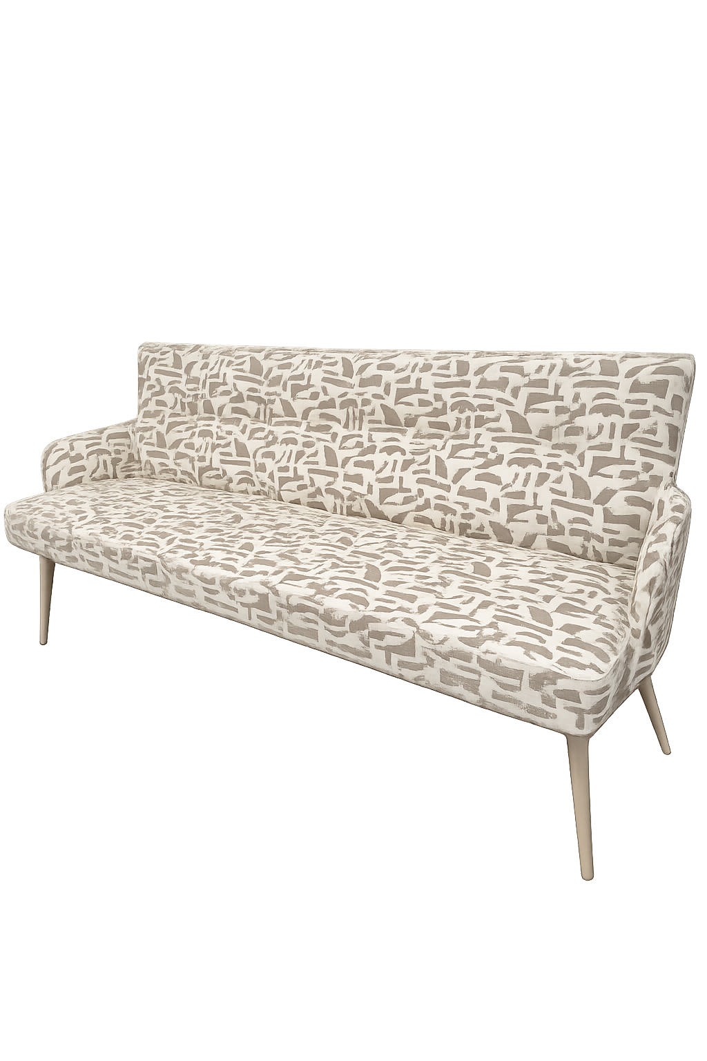 Eetkamerbank James – 180 cm | Patroon beige 120 met zandkleurige poten