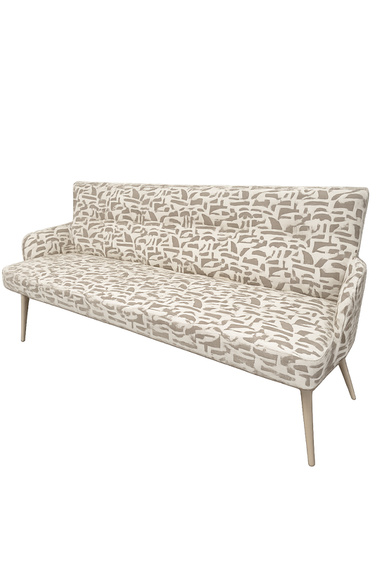 Eetkamerbank James – 180 cm | Patroon beige 120 met zandkleurige poten