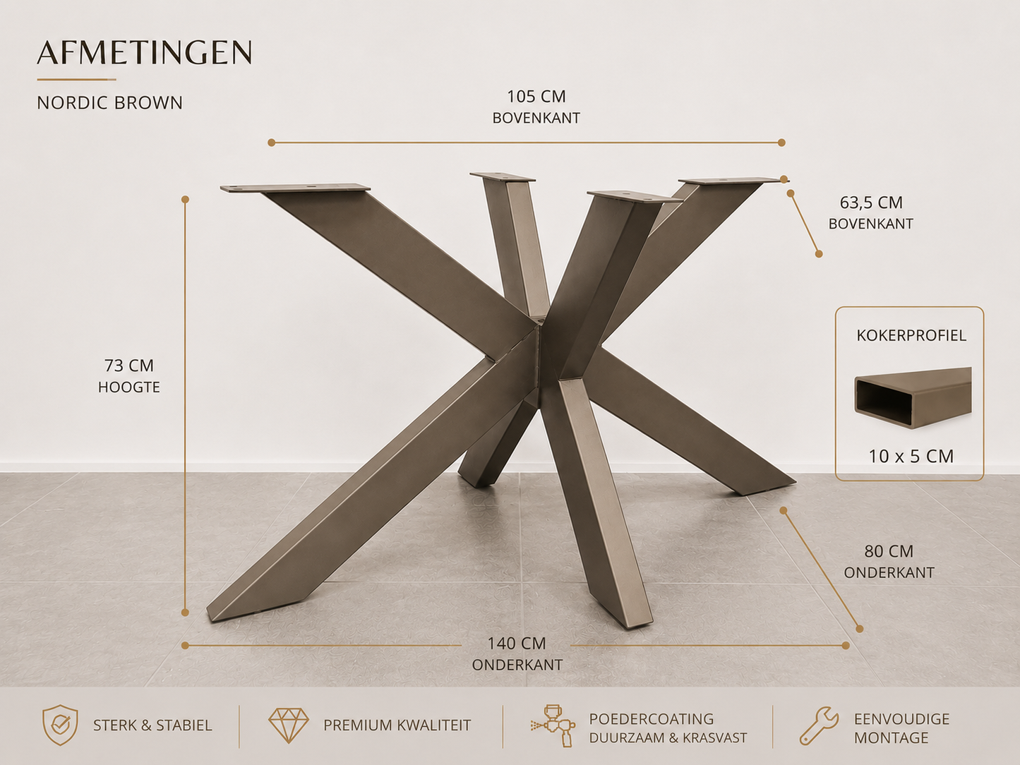 Spin Tafelonderstel Nordic Brown – 100x50 mm Koker