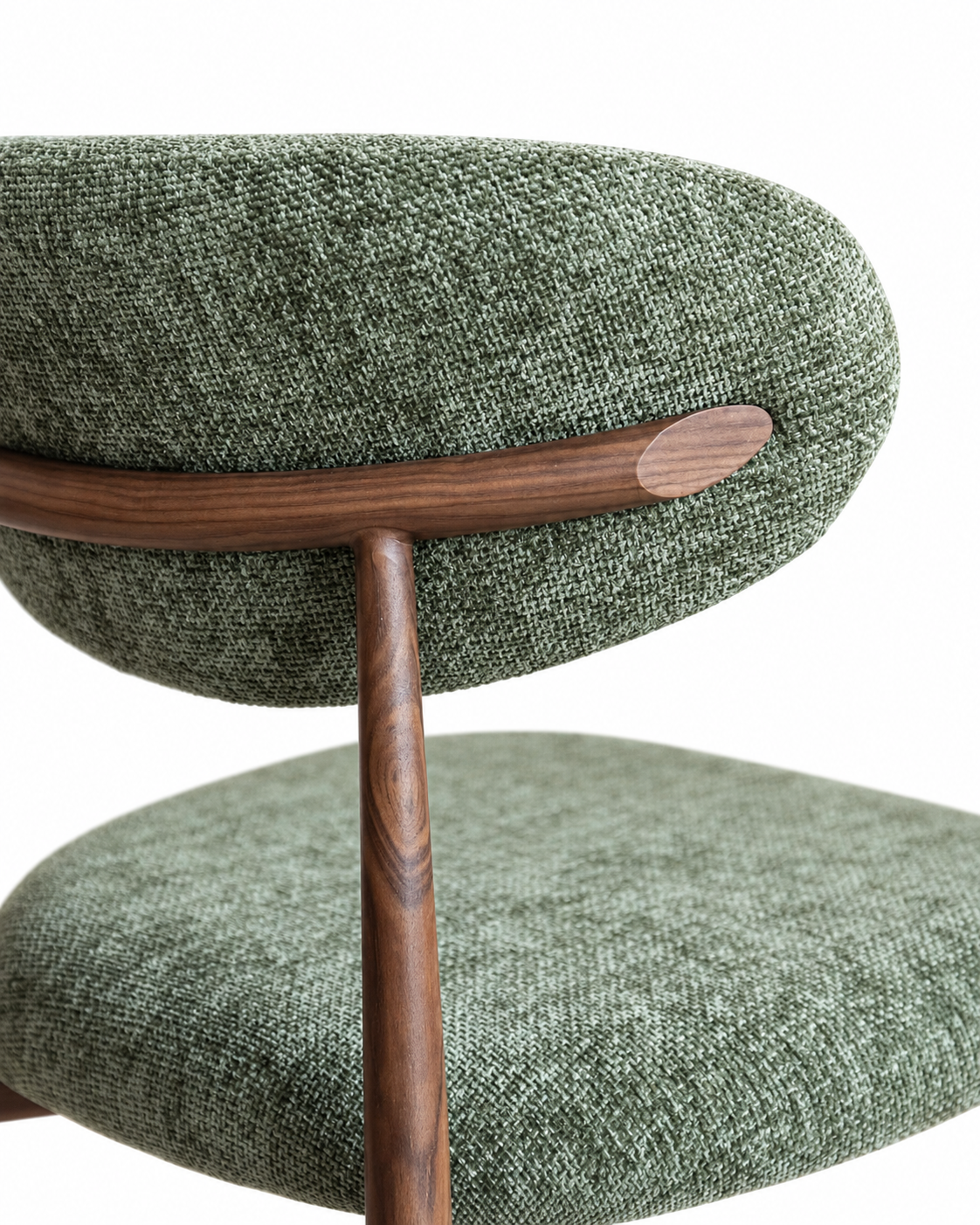 Eetkamerstoel Ronnie – 09 olive Bekleding & Walnoothout frame